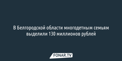 В Белгородской области многодетным семьям выделили 130 миллионов рублей 