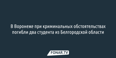В Воронеже при криминальных обстоятельствах погибли два студента из Белгородской области
