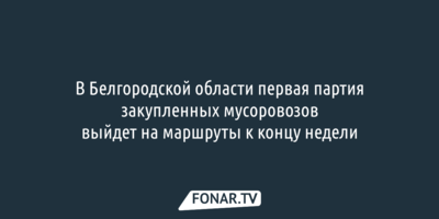 В Белгородской области первая партия закупленных мусоровозов выйдет на маршруты к концу недели