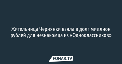 Жительница Чернянки взяла в долг миллион рублей для незнакомца из «Одноклассников»