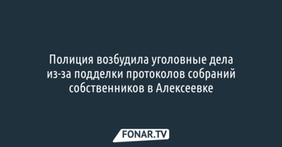 Полиция возбудила уголовные дела из-за подделки протоколов собраний собственников в Алексеевке