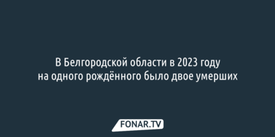 В Белгородской области в 2023 году на одного рождённого было двое умерших