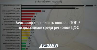Белгородская область вошла в ТОП-5 госдолжников среди регионов ЦФО