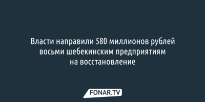 Власти направили 580 миллионов рублей восьми шебекинским предприятиям на восстановление
