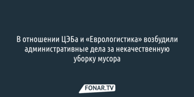 На ЦЭБ и «Еврологистик» составили протоколы за некачественную уборку мусора