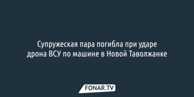 Супружеская пара погибла при ударе дрона ВСУ по машине в Новой Таволжанке