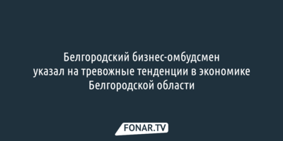 Экономика Белгородской области стала вызывать тревогу у бизнес-омбудсмена