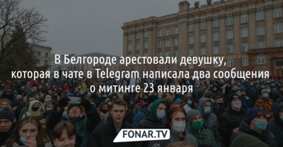 В Белгороде арестовали девушку, которая в чате в Telegram написала два сообщения о митинге 23 января