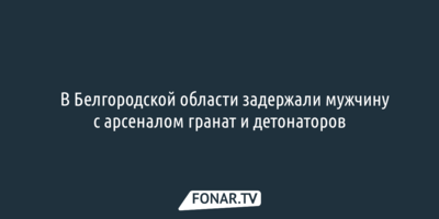 ​В Белгородской области задержали мужчину с арсеналом гранат и детонаторов