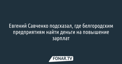 Губернатор Евгений Савченко подсказал, где руководству белгородских предприятий найти деньги на повышение рабочим зарплат