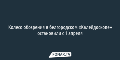  Колесо обозрения в белгородском «Калейдоскопе» остановили с 1 апреля