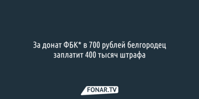 За донат ФБК* в 700 рублей белгородец заплатит 400 тысяч штрафа