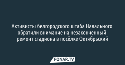 В Разумном начали ремонтировать стадион, на который обратили внимание местная депутат и активисты штаба Навального