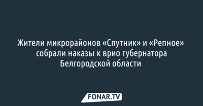 Жители микрорайонов «Спутник» и «Репное» собрали наказы к врио губернатора Белгородской области 