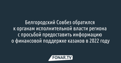 Белгородский совбез попросил чиновников выделить деньги на поддержку казаков в 2022 году