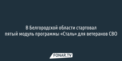 В Белгородской области стартовал пятый  модуль программы «Сталь» для ветеранов СВО