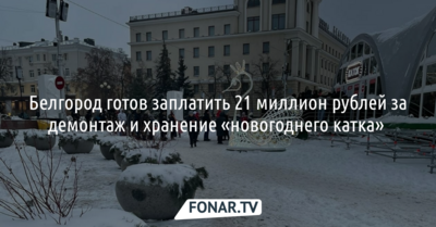 Мэрия Белгорода заплатит 21 миллион рублей за демонтаж и хранение новогоднего катка