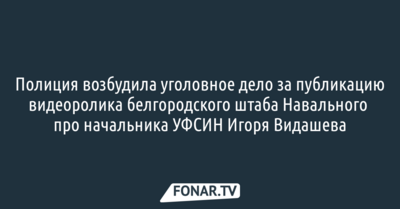 Полиция возбудила уголовное дело за публикацию видео белгородского штаба Навального о начальнике белгородского УФСИН