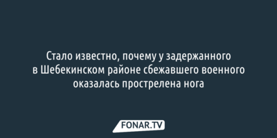 Стало известно, почему у задержанного в Шебекинском районе сбежавшего военного оказалась прострелена нога