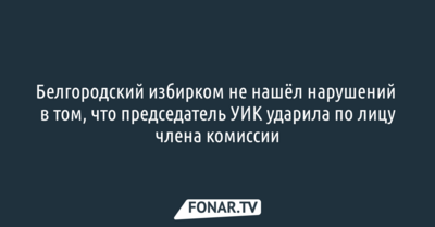 Белгородский избирком не нашёл нарушений в том, что председатель УИК ударила по лицу члена комиссии