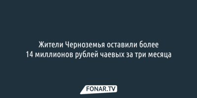 Жители Черноземья оставили более 14 миллионов рублей чаевых за три месяца 