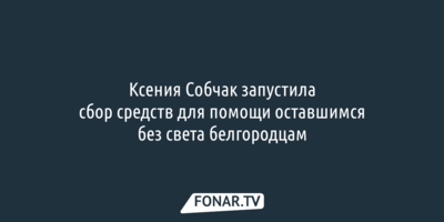 Ксения Собчак запустила сбор средств для помощи оставшимся без света белгородцам