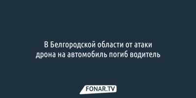 В Белгородской области от атаки дрона на автомобиль погиб водитель