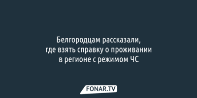 Белгородцам рассказали, где взять справку о проживании в регионе с режимом ЧС