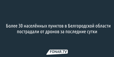Более 30 населённых пунктов в Белгородской области пострадали от дронов за последние сутки