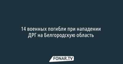 14 военных погибли при нападении ДРГ на Белгородскую область 