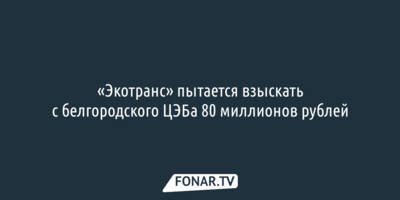 «Экотранс» пытается взыскать с белгородского ЦЭБа 80 миллионов рублей