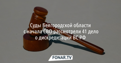 Белгородские суды рассмотрели 41 дело о дискредитации Вооружённых сил России 