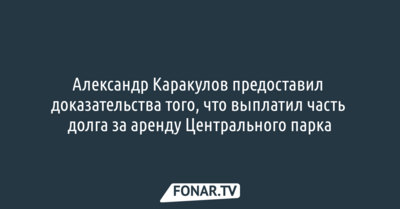 Александр Каракулов предоставил доказательства того, что выплатил часть долга за аренду Центрального парка