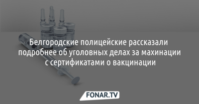 Белгородские полицейские рассказали подробнее об уголовных делах за махинации с сертификатами о вакцинации