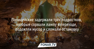 Подростки объяснили, зачем сорвали в переходе лампы и сожгли мусорный бак в Белгороде