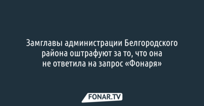 Замглавы администрации Белгородского района оштрафуют за то, что она не ответила на запрос «Фонаря»