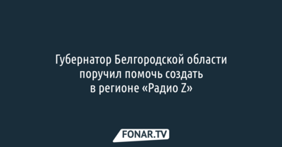 Губернатор Белгородской области поручил помочь создать в регионе «Радио Z»