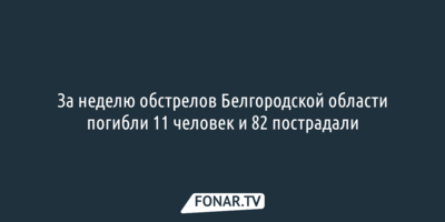 За неделю обстрелов Белгородской области погибли 11 человек и 82 пострадали 