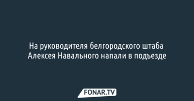 На руководителя белгородского штаба Алексея Навального напали в подъезде