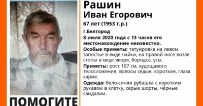 В Белгороде пропал 67-летний мужчина с татуировками [найден]