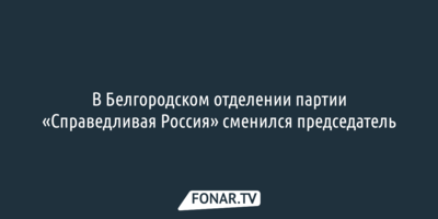 В Белгородском отделении партии «Справедливая Россия» сменился председатель
