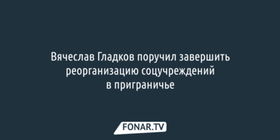 Вячеслав Гладков поручил завершить реорганизацию соцучреждений в приграничье