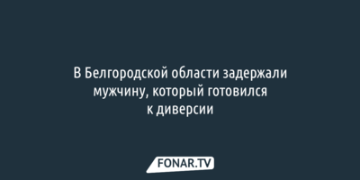 В Белгородской области задержали мужчину, который готовился к диверсии 