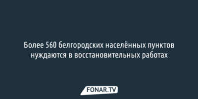 Более 560 белгородских населённых пунктов нуждаются в восстановительных работах