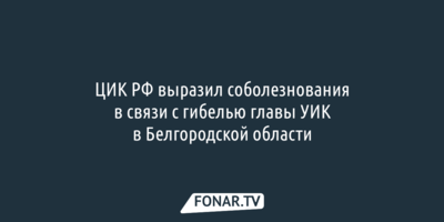 ЦИК РФ выразил соболезнования в связи с гибелью главы УИК в Белгородской области