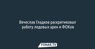 Вячеслав Гладков раскритиковал работу ледовых арен и ФОКов