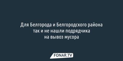 Для Белгорода и Белгородского района так и не нашли подрядчика на вывоз мусора