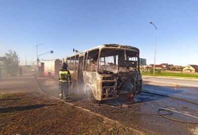 В Белгородском районе сгорел автобус