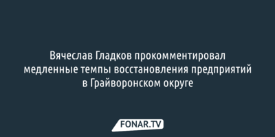 Вячеслав Гладков прокомментировал медленные темпы восстановления предприятий в Грайворонском округе