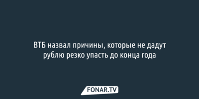 ВТБ назвал причины, которые не дадут рублю резко упасть до конца года